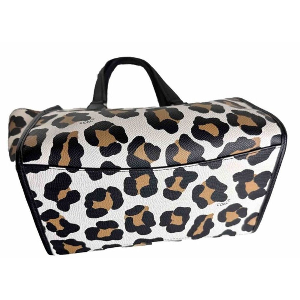 Coach Mollie Tote 25 Leopard Print Coated Canvas Crossbody Handbag White‎ 41-13 - Picture 12 of 12